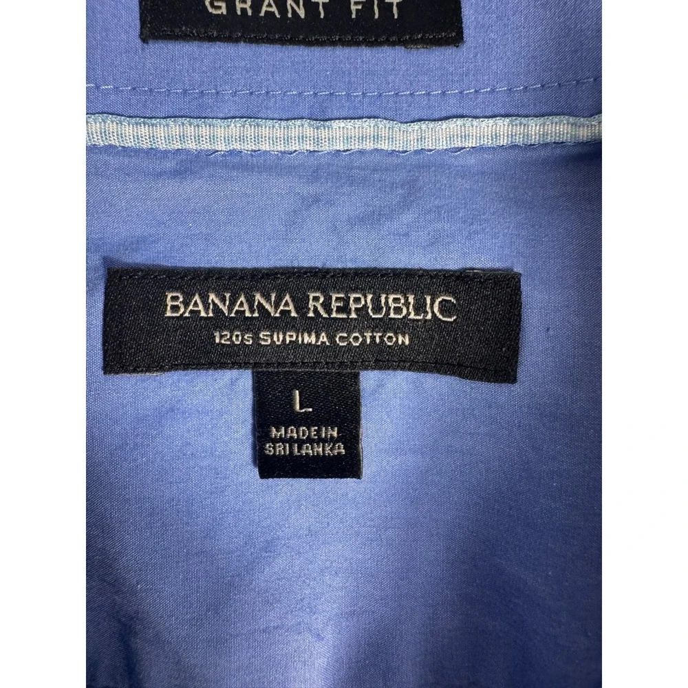 Banana Republic Grant‎ Fit Blue 120s Supima Cotton Button Down Shirt Mens L